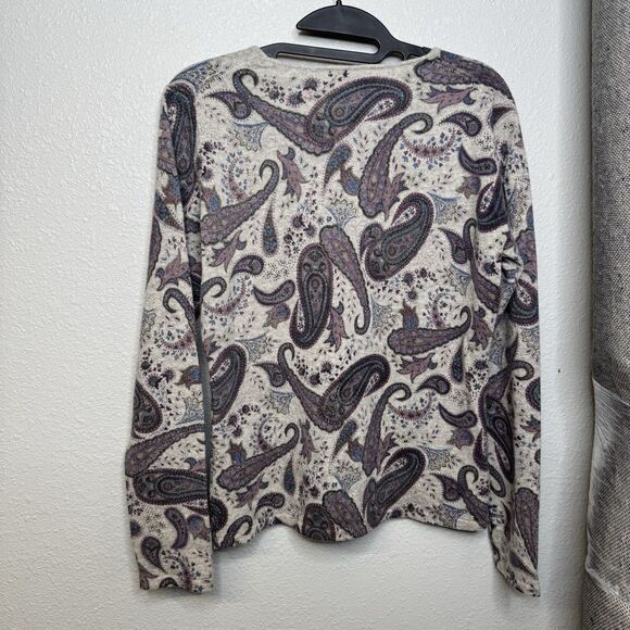 GENEVA 100% CASHMERE PAISLEY CREWNECK SWEATER Women’s Medium - Picture 3 of 4
